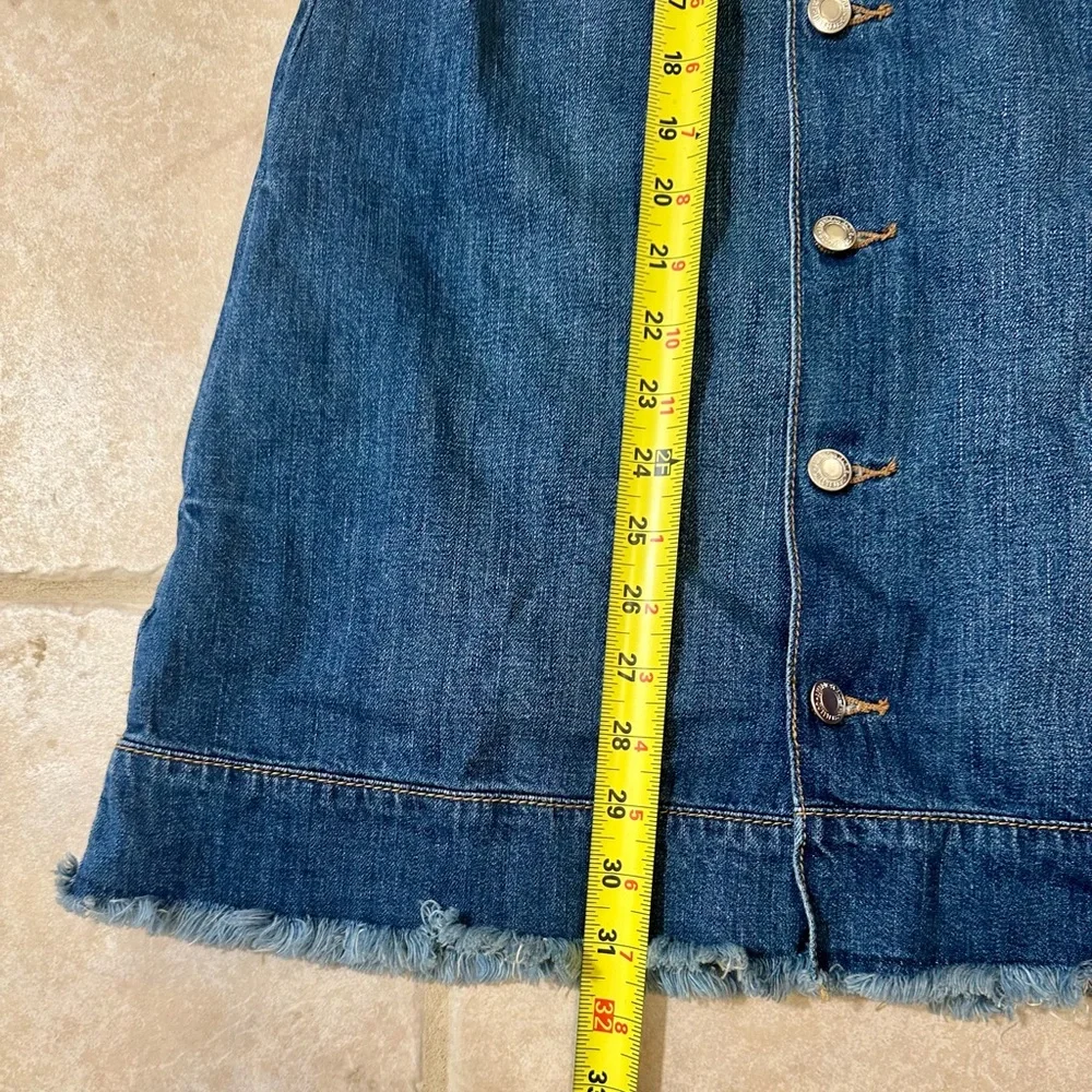 American Eagle Denim Jumper S Raw Hem Cottagecore Jean Dress Pinafore Country - Picture 9 of 11